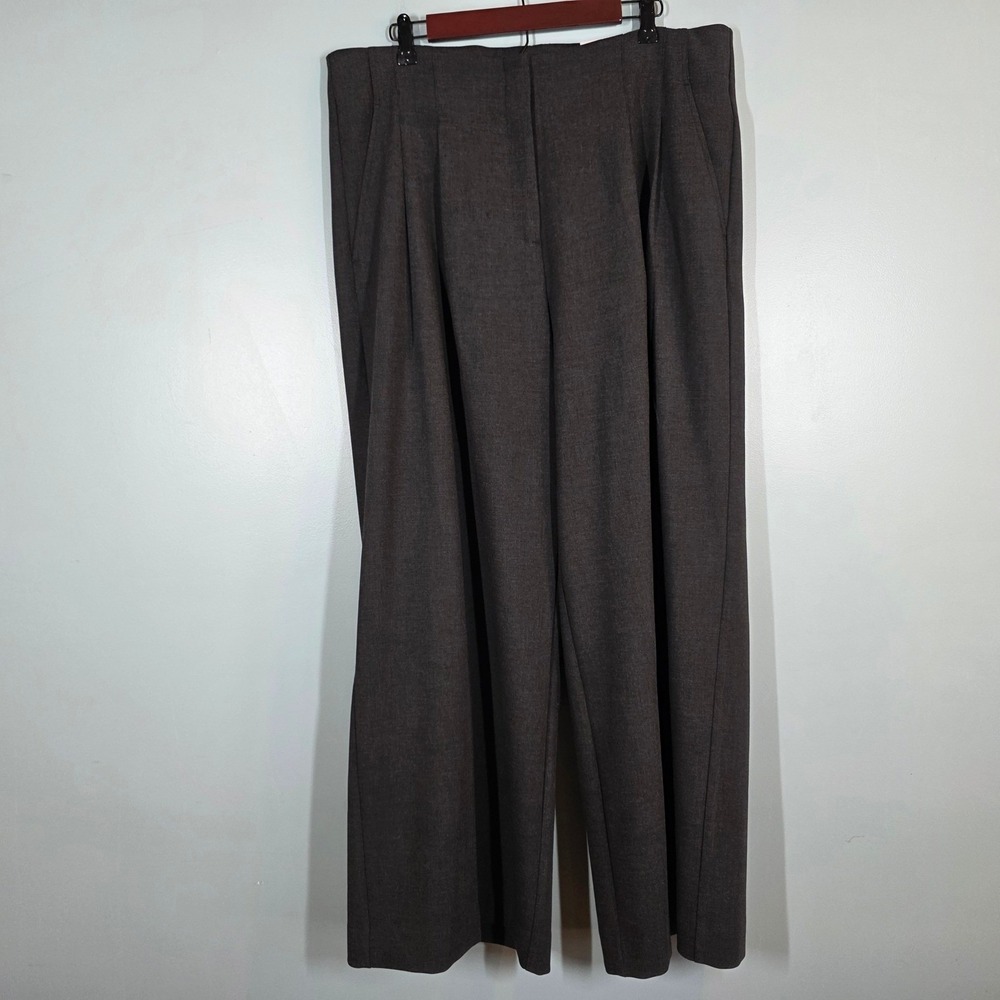 Chicos Pleated Fly Front Trouser Pant Fashion Gray Wide Leg Size 3R US 16R NEW - Picture 1 of 11